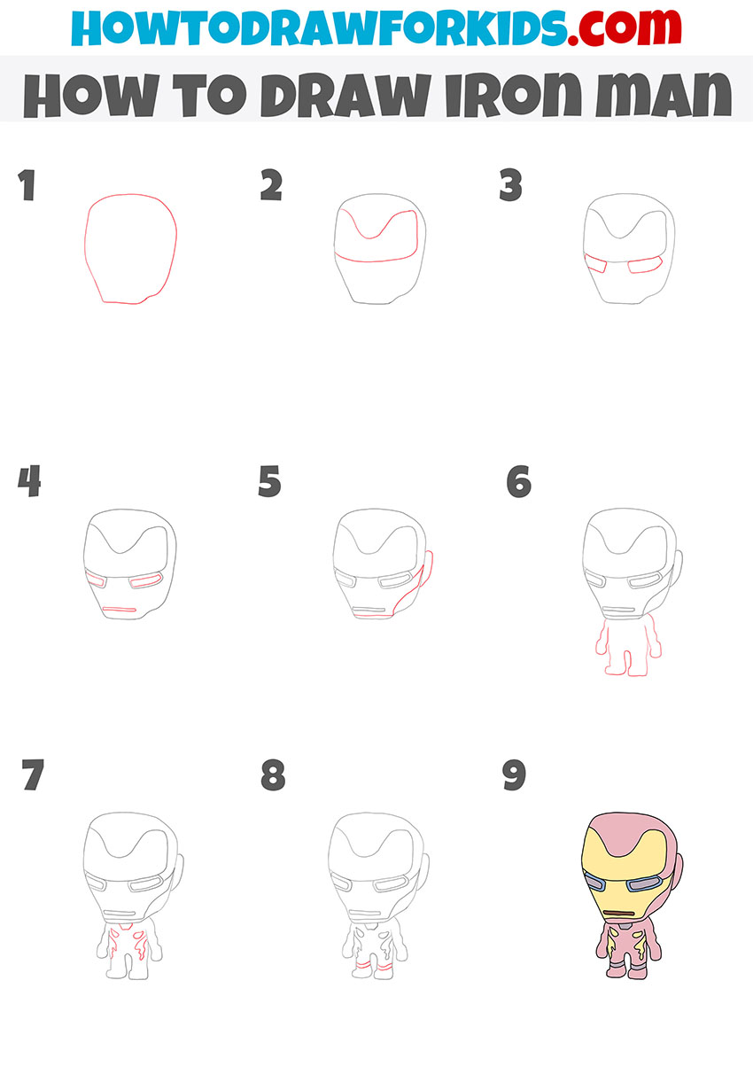 how to draw iron man step by step