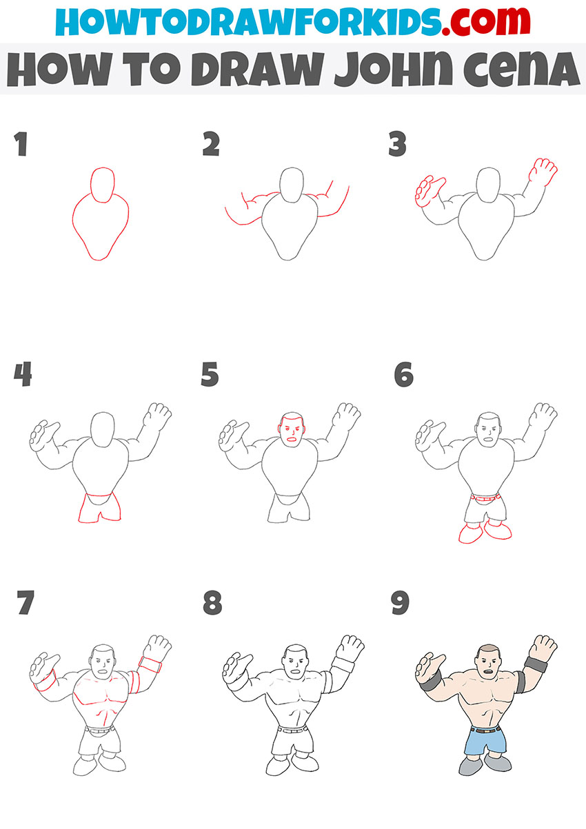 how to draw john cena step by step