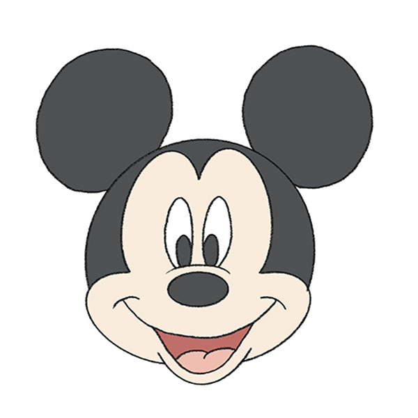 how to draw mickey mouse face