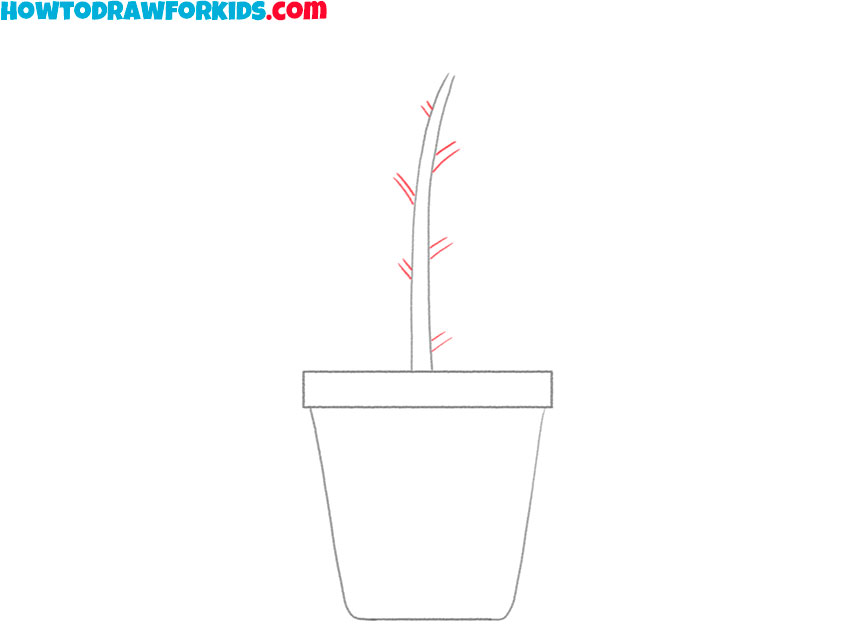 how to draw a plant in a pot for beginners