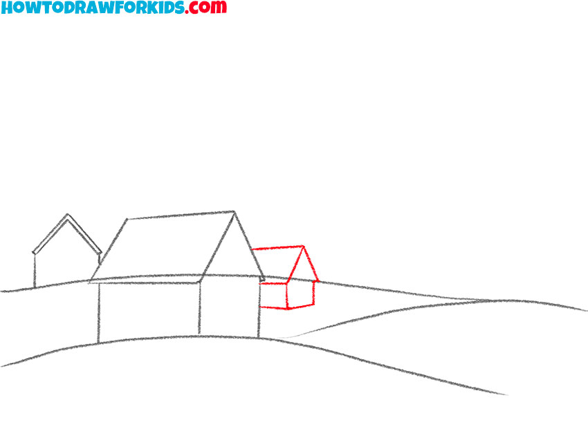 how to draw a village for kids