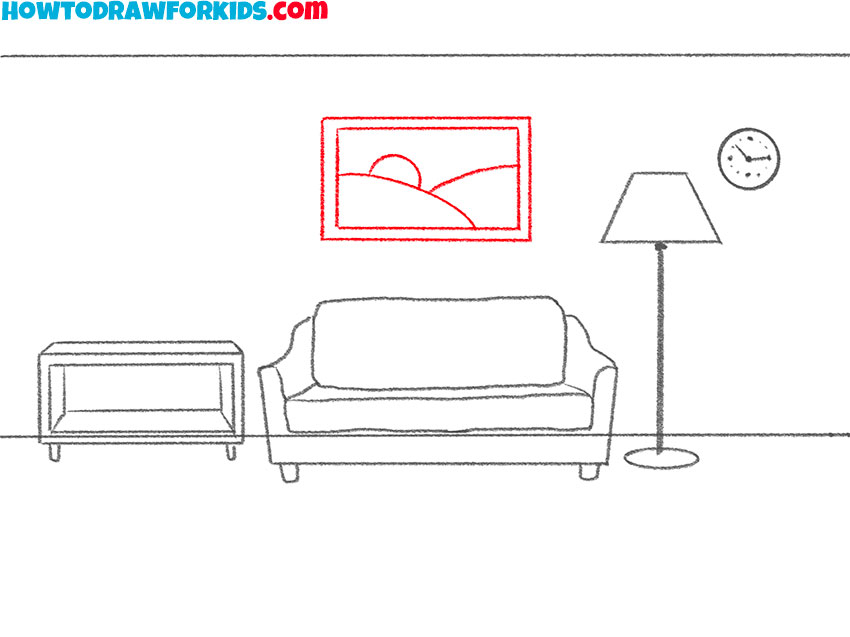how to draw a living room for beginners