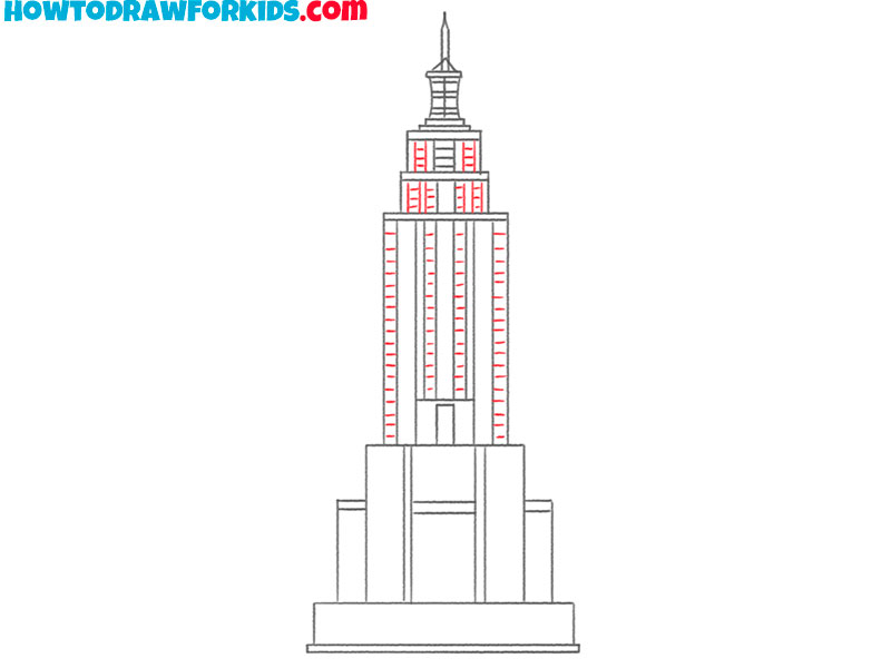 how to draw the empire state building for kids