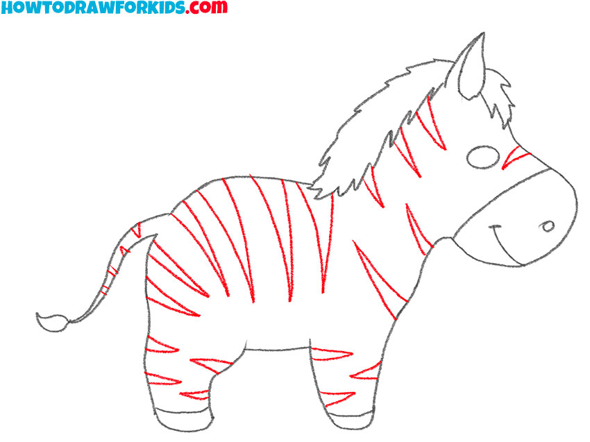 cartoon zebra drawing guide
