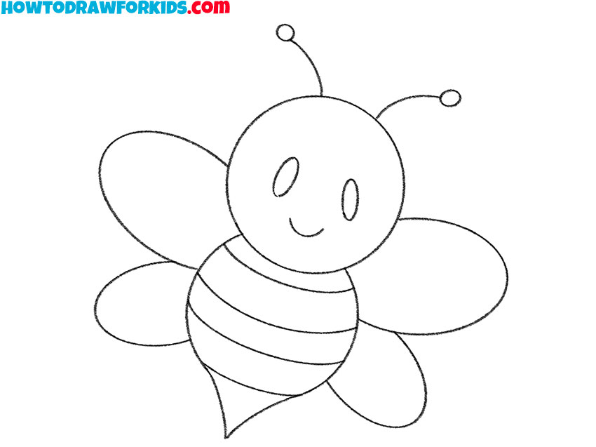 how to draw a cartoon bee for beginners