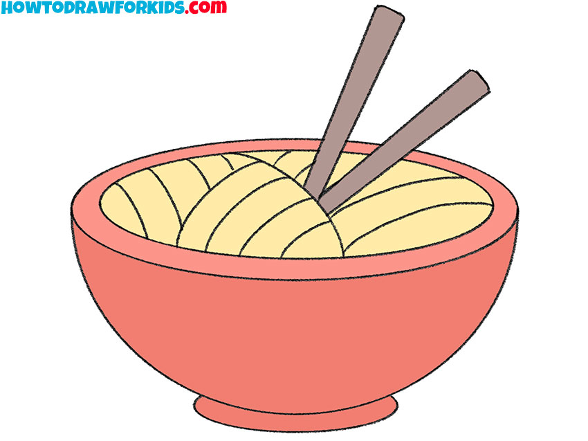 how to draw noodles simple