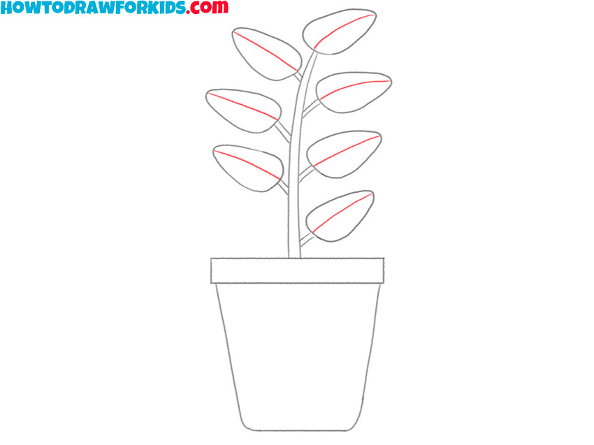 plant in a pot drawing guide