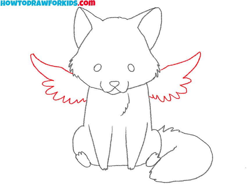 simple wolf with wings drawing