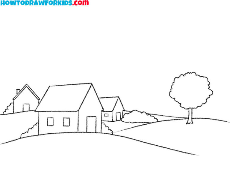 How to Draw a Village Easy Drawing Tutorial For Kids