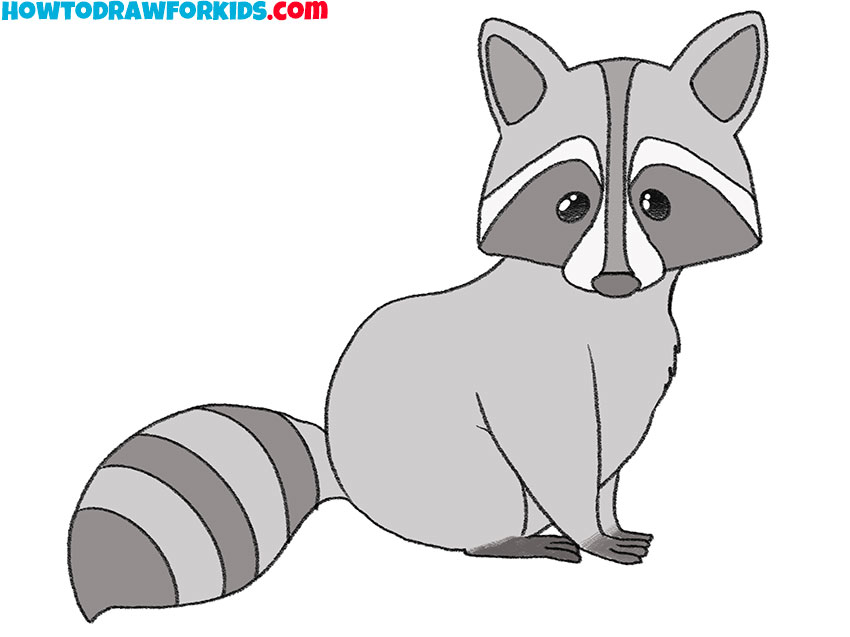 how to draw an easy raccoon for kids