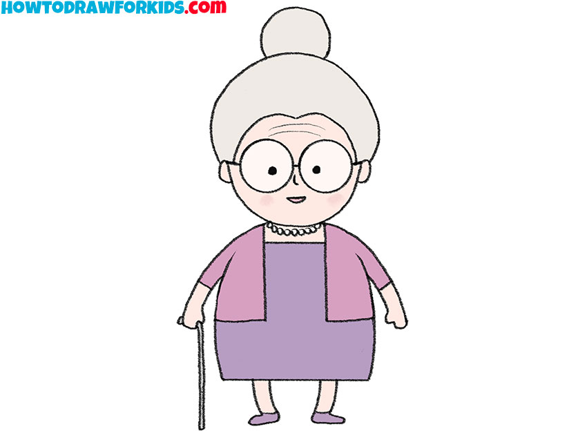 simple old lady drawing