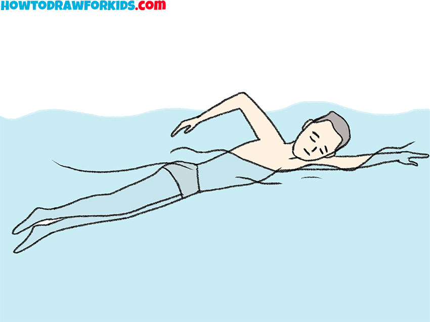 swimming person drawing for beginners