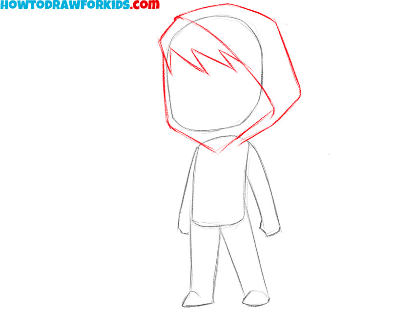 add the outline of the superhero's hood