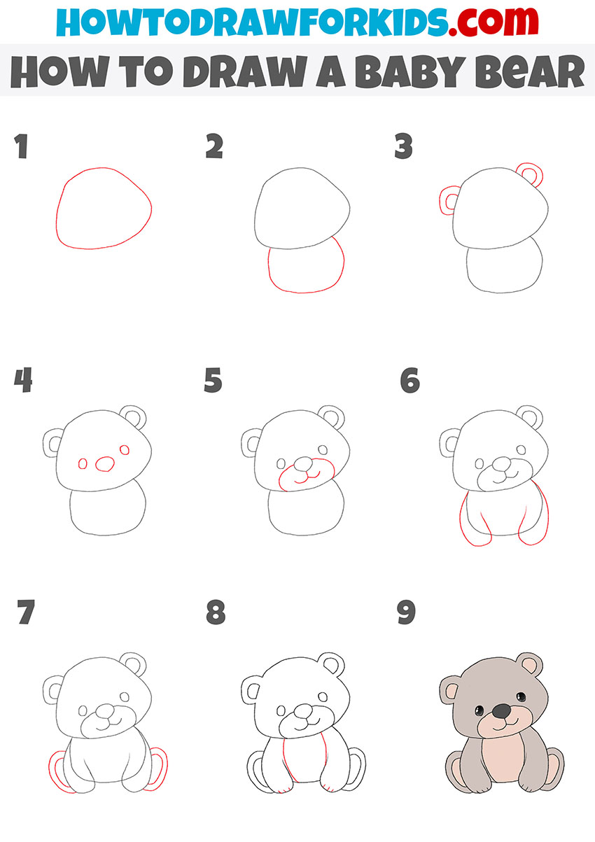 how to draw a baby bear step by step