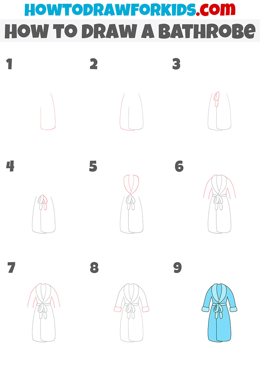 how to draw a bathrobe step by step