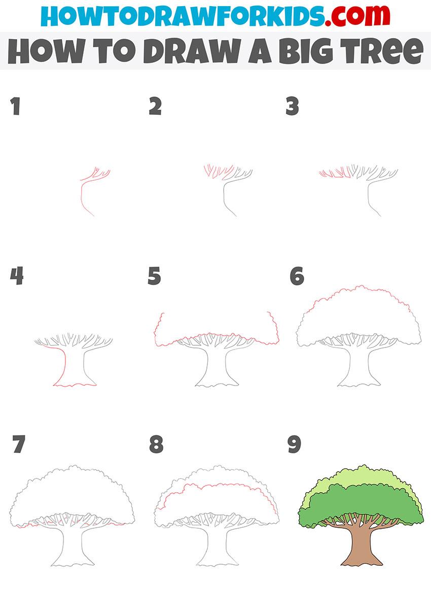 how to draw a big tree step by step
