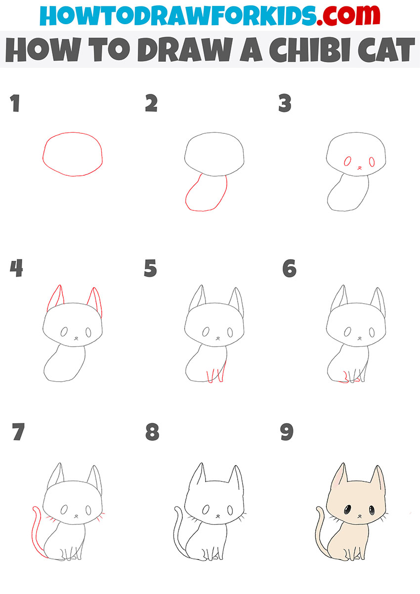 how to draw a chibi cat step by step