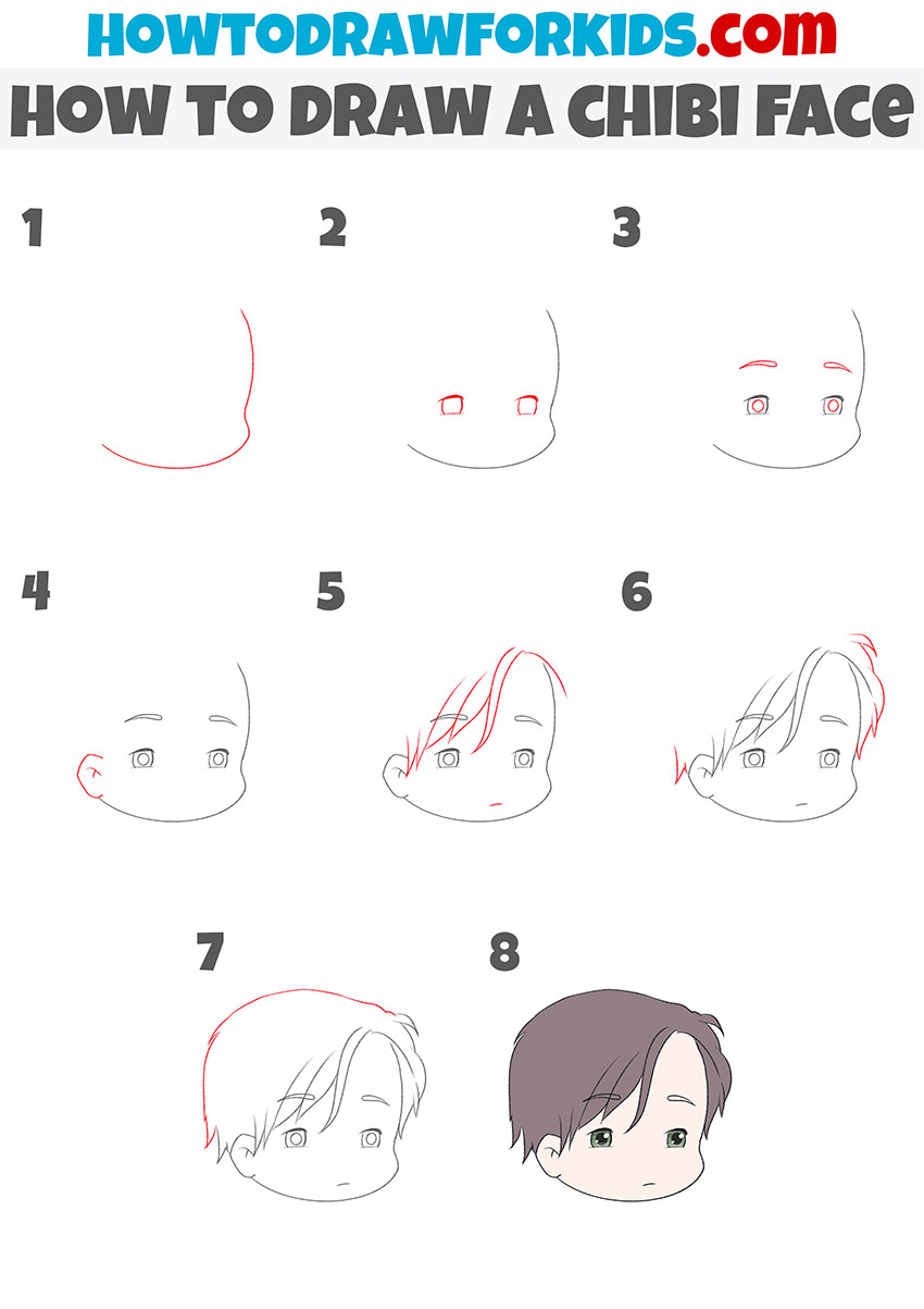 How to Draw a Chibi Face Step by Step Drawing Tutorial For Kids