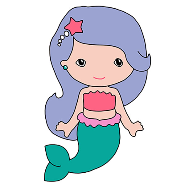 How to Draw a Cute Mermaid Easy Drawing Tutorial For Kids