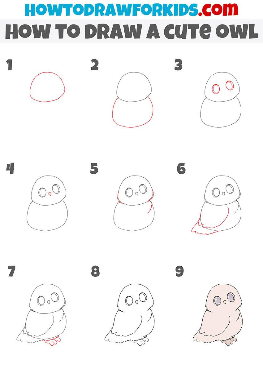 how to draw a cute owl step by step