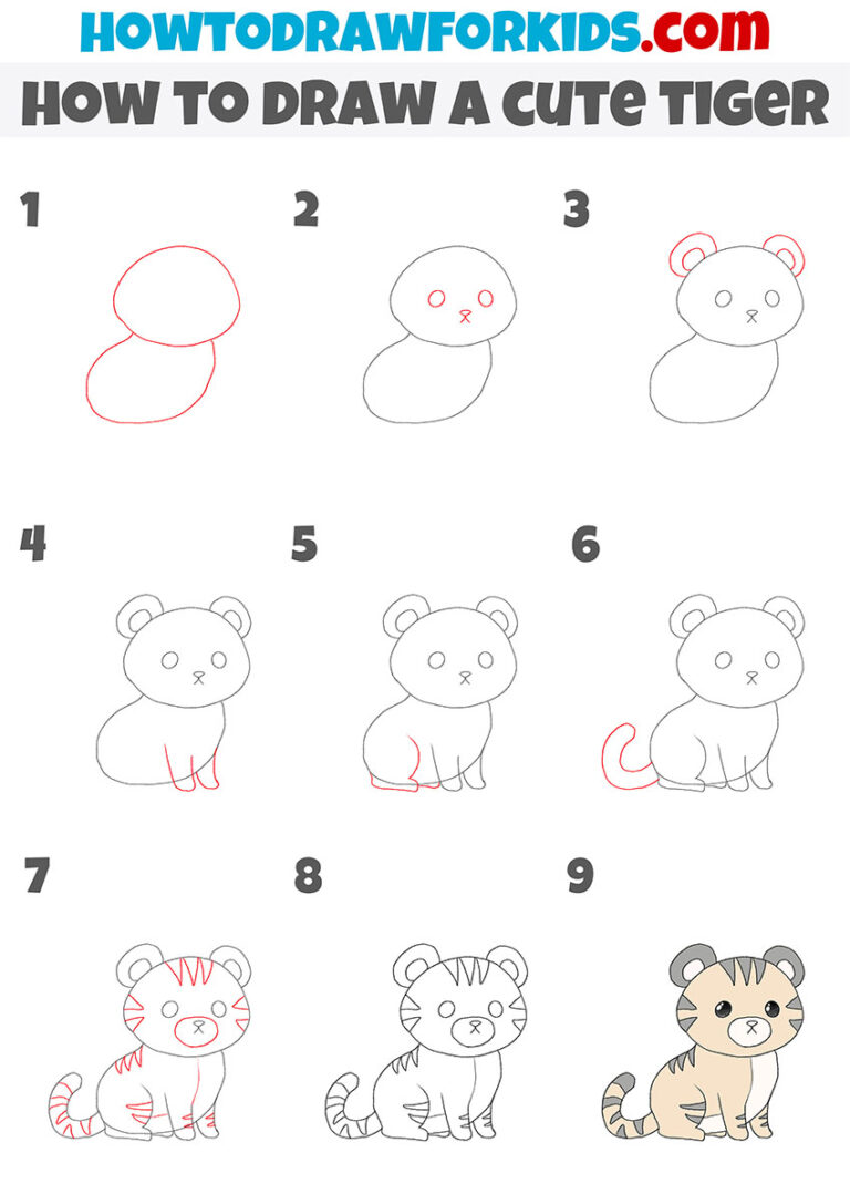How to Draw a Cute Tiger - Easy Drawing Tutorial For Kids