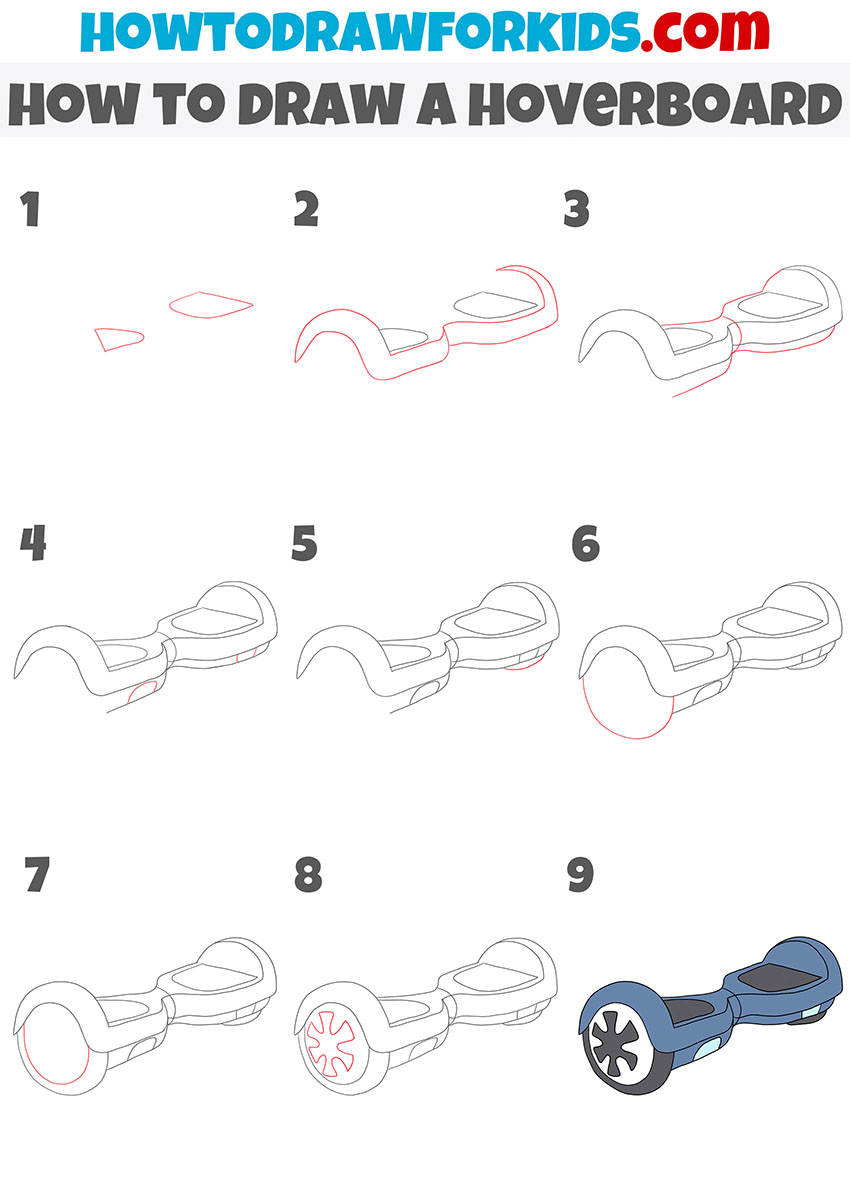 how to draw a hoverboard step by step