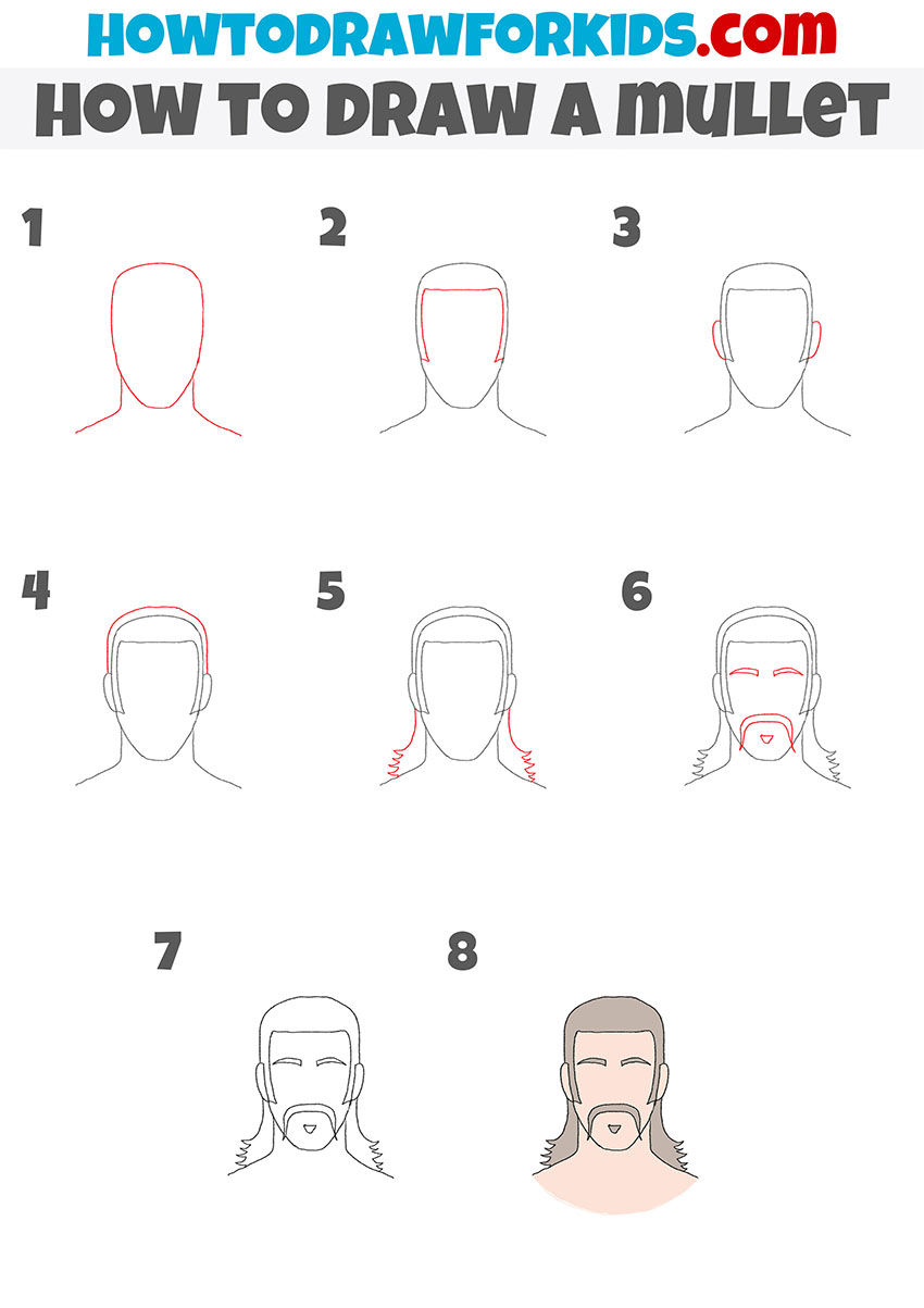 how to draw a mullet step by step