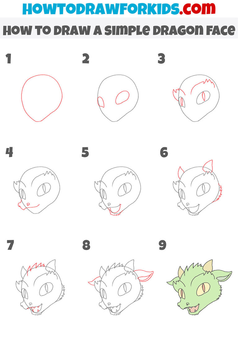 How to Draw a Dragon Head - Easy Drawing Tutorial For Kids