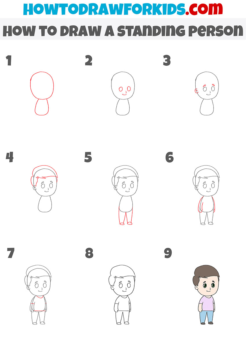 how to draw a standing person step by step