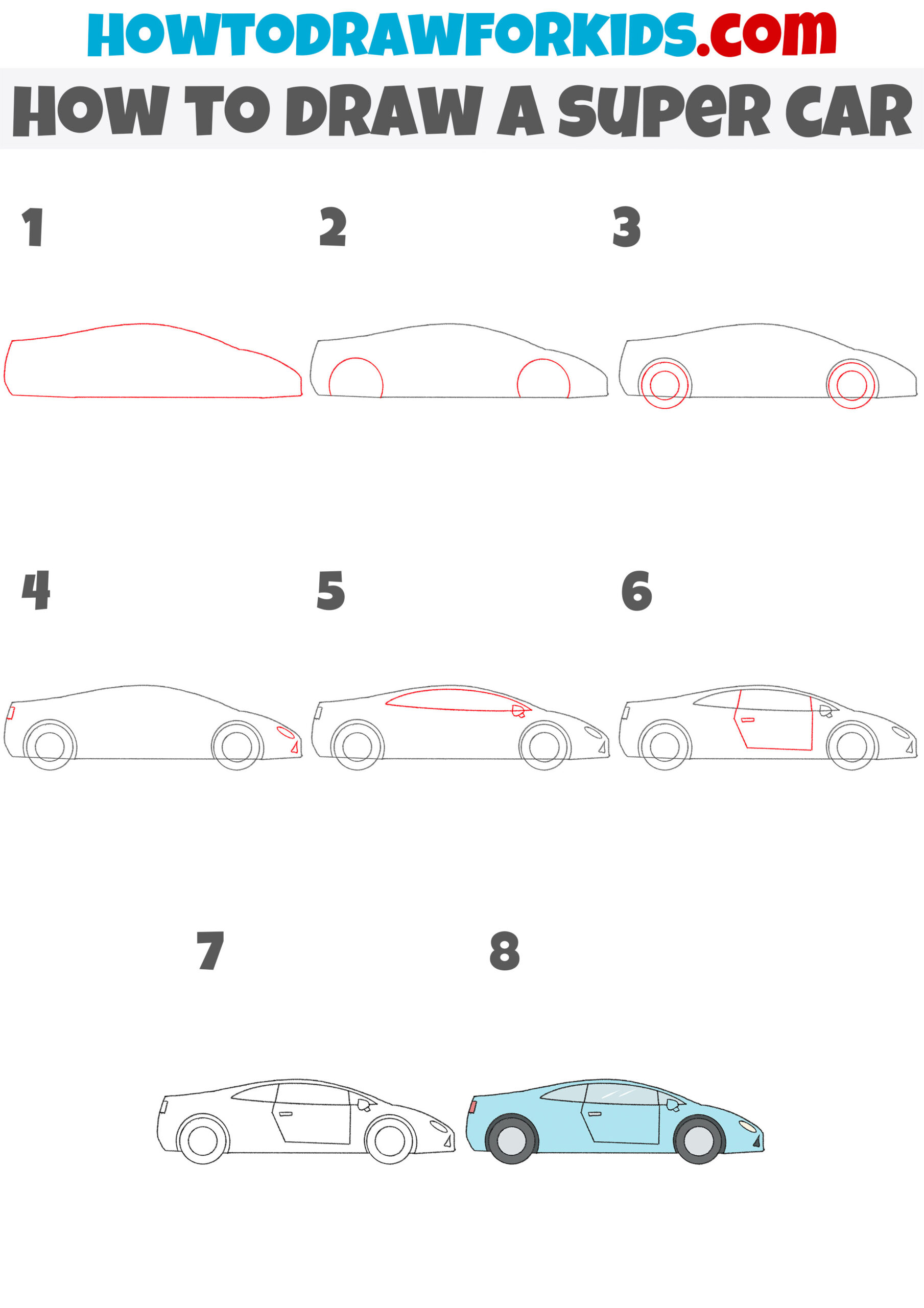how to draw a super car step by step