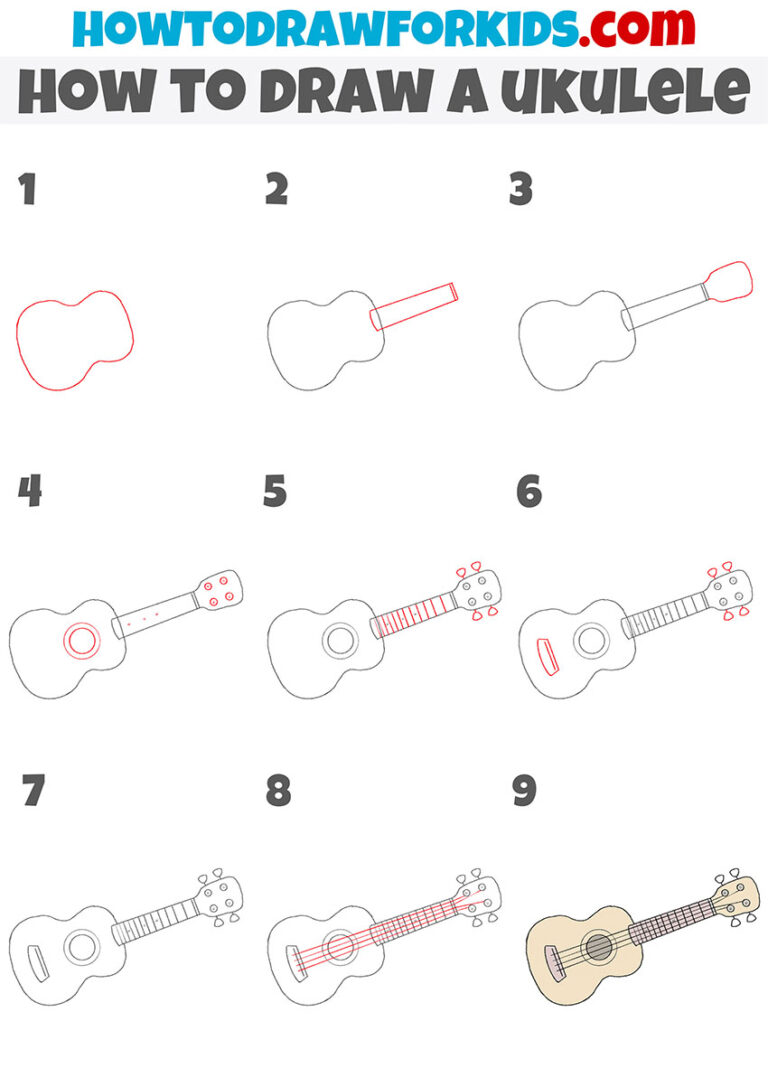 How to Draw a Ukulele Easy Drawing Tutorial For Kids