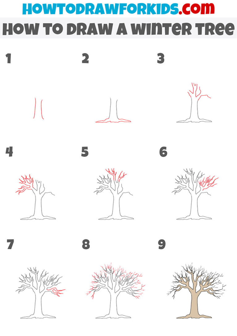 How to Draw a Winter Tree Easy Drawing Tutorial For Kids