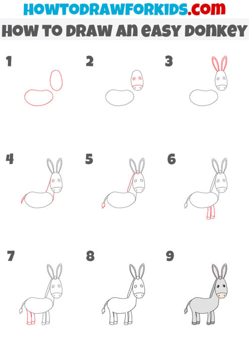 How to Draw a Donkey - Easy Drawing Tutorial For Kids