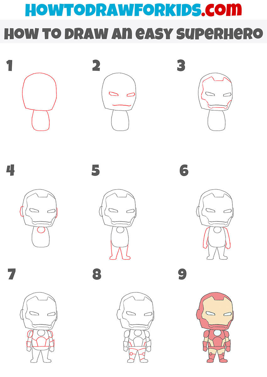 how to draw an easy superhero step by step