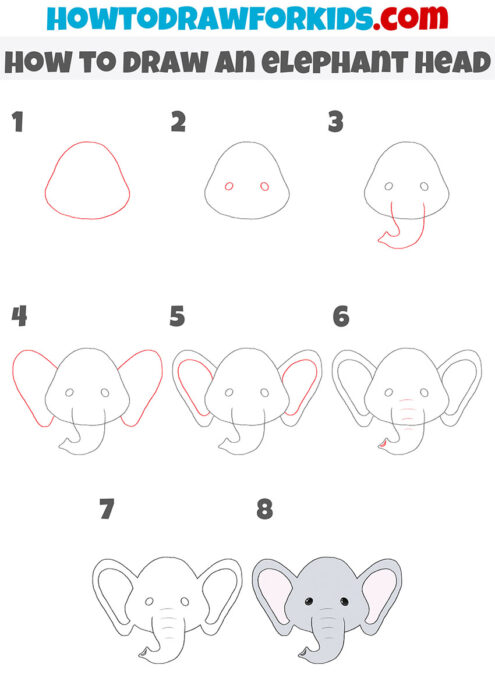 How to Draw an Elephant Head - Easy Drawing Tutorial For Kids