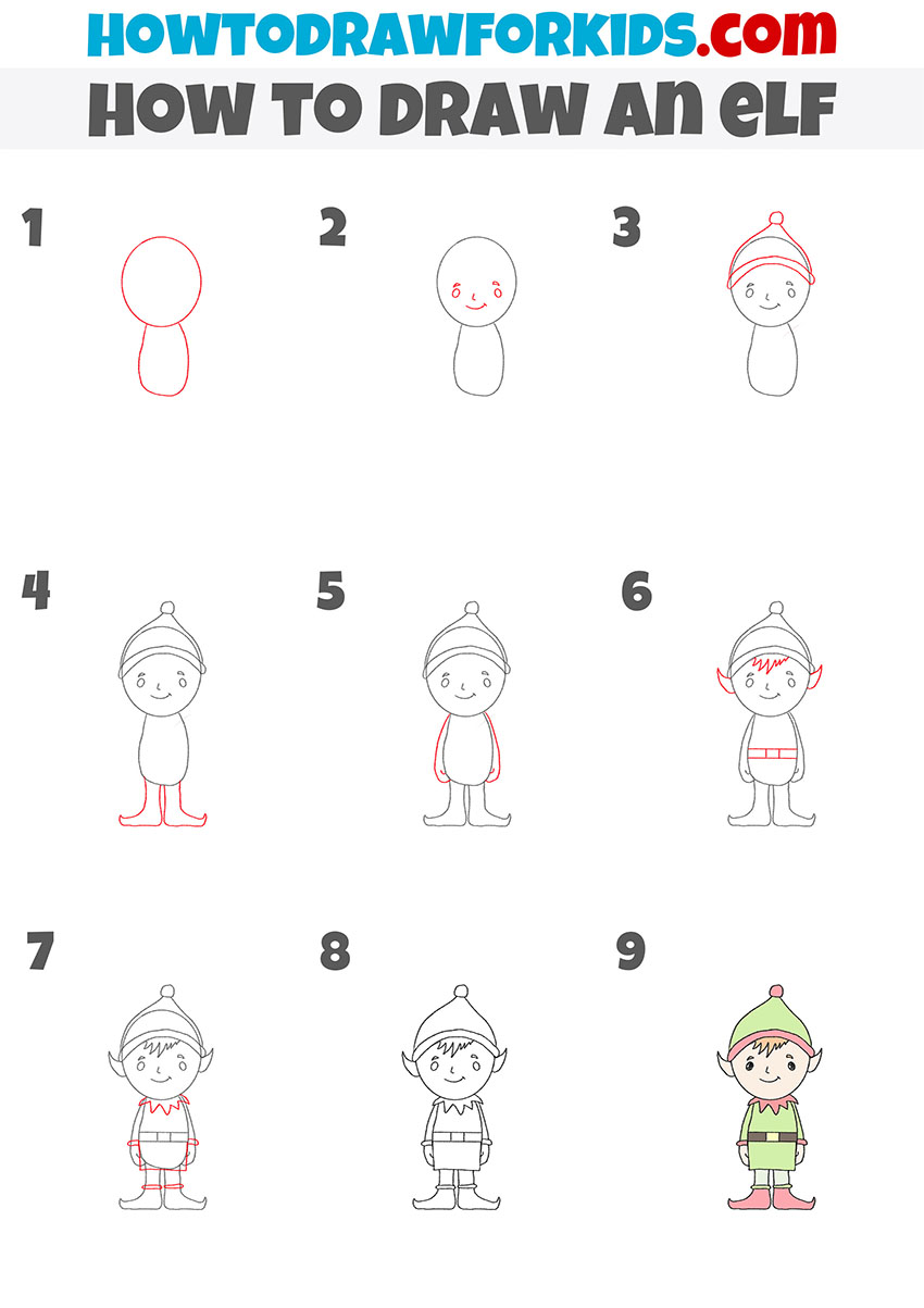 how to draw an elf step by step