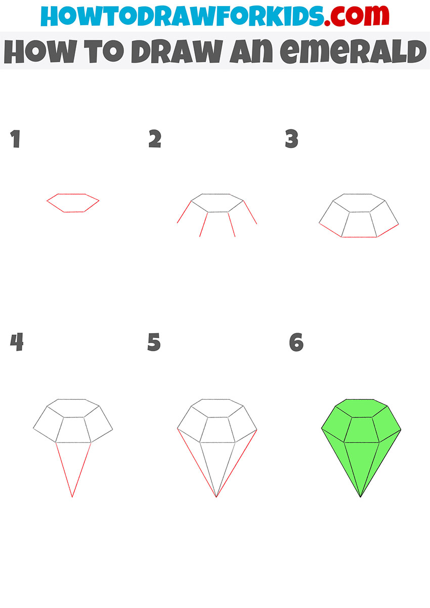how to draw an emerald step by step