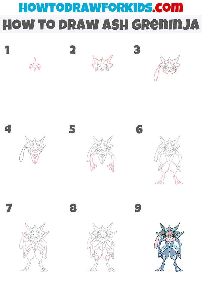 How to Draw Ash Greninja - Easy Drawing Tutorial For Kids
