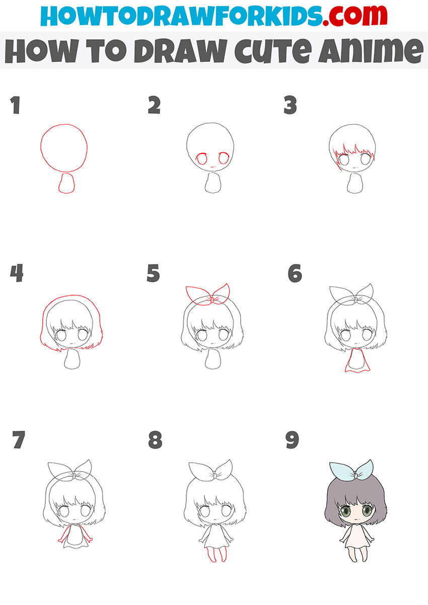 how to draw cute anime step by step
