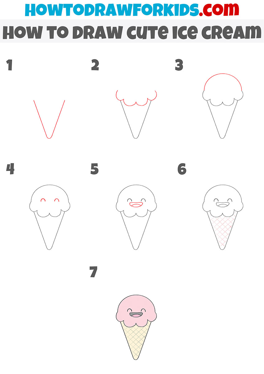 how to draw cute ice cream step by step