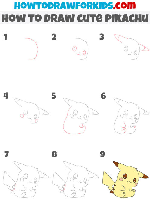 How to Draw Cute Pikachu - Easy Drawing Tutorial For Kids