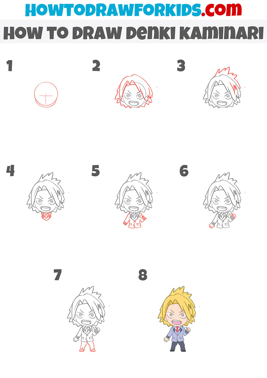 how to draw denki kaminari step by step