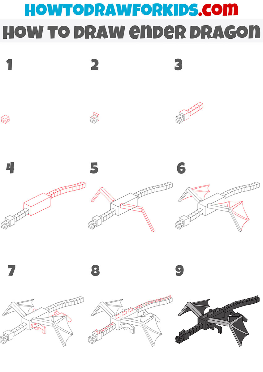 how to draw ender dragon step by step