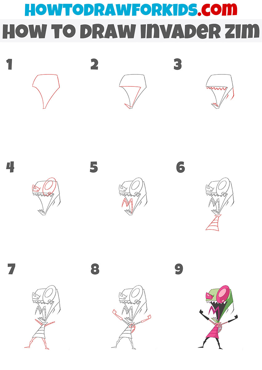 how to draw invader zim step by step