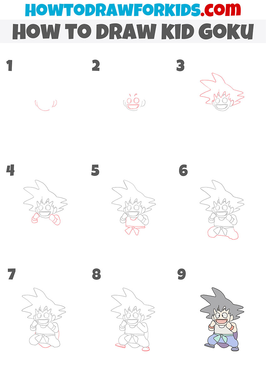 how to draw kid goku step by step