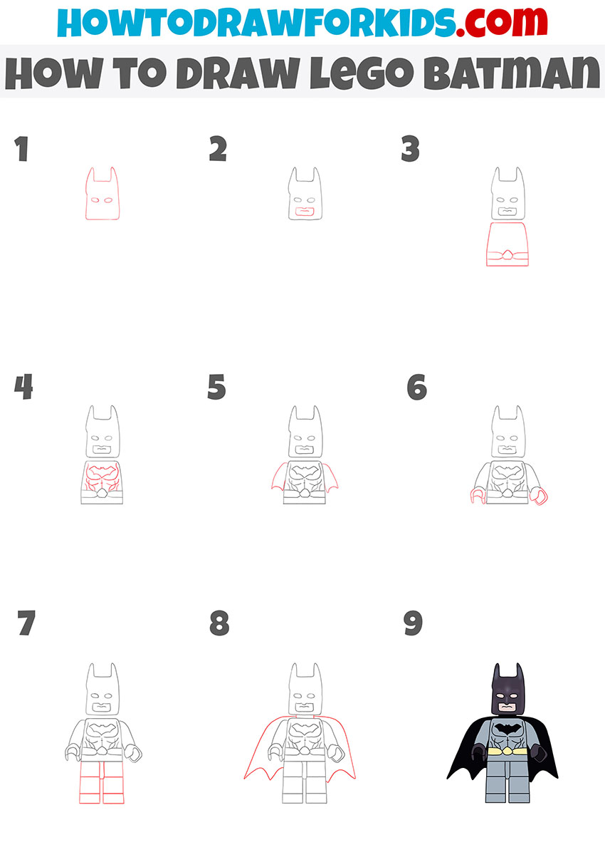 How to Draw Lego Batman Easy Drawing Tutorial For Kids