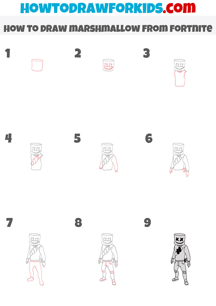 how to draw marshmallow from fortnite step by step