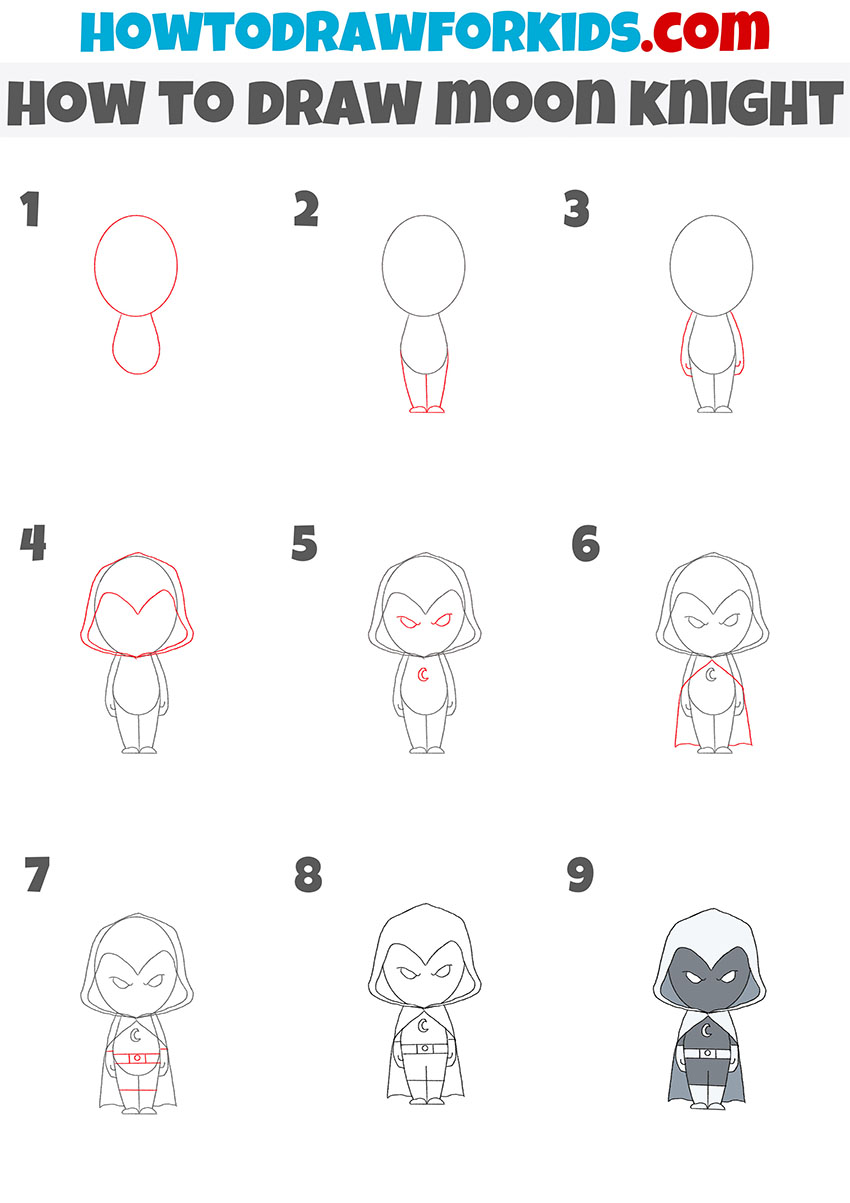 how to draw moon knight step by step