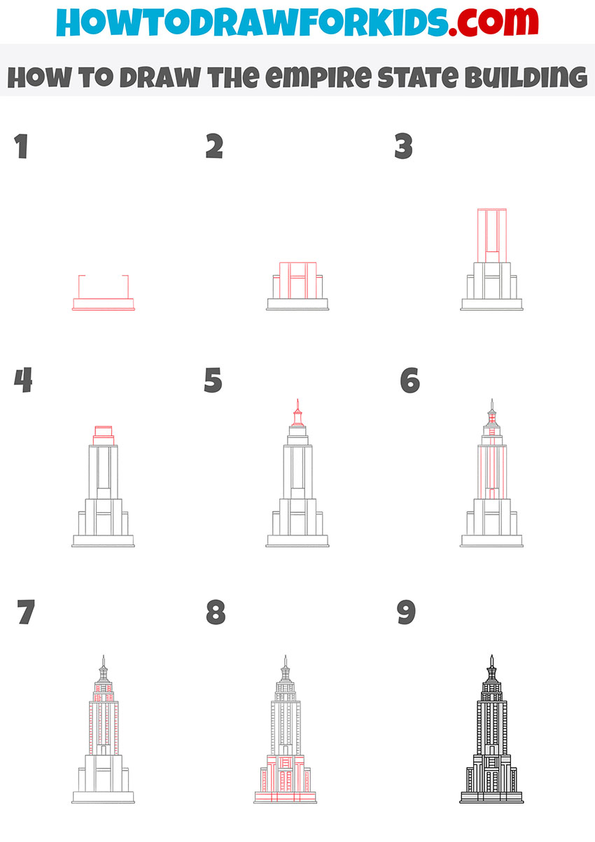 how to draw the empire state building step by step