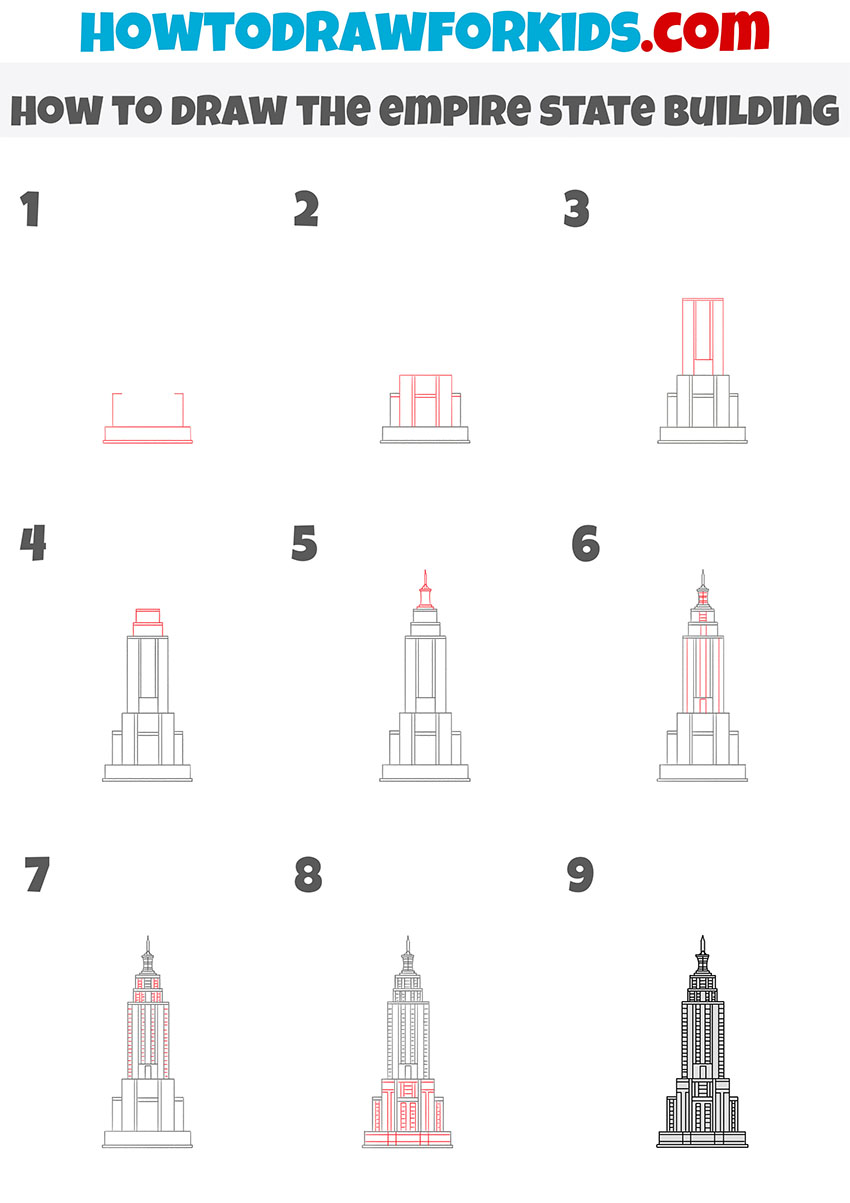 How to Draw the Empire State Building Drawing Tutorial For Kids